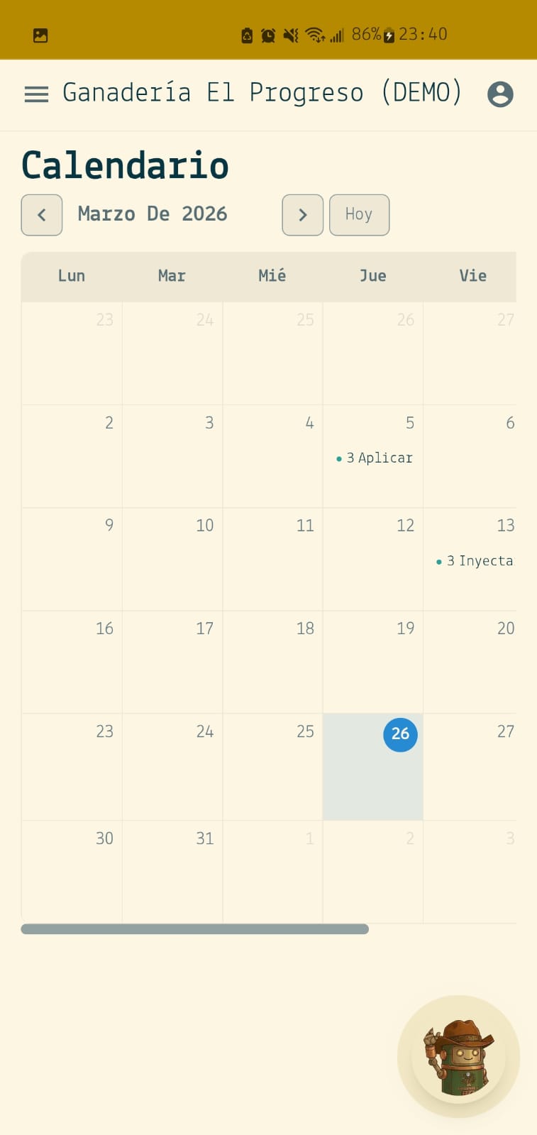 Calendario en GenGanadero
