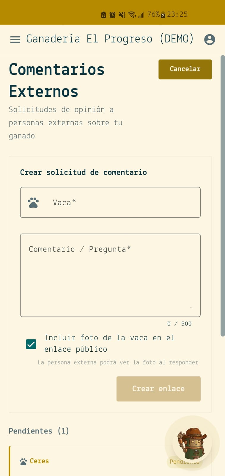 Comentario externo en GenGanadero
